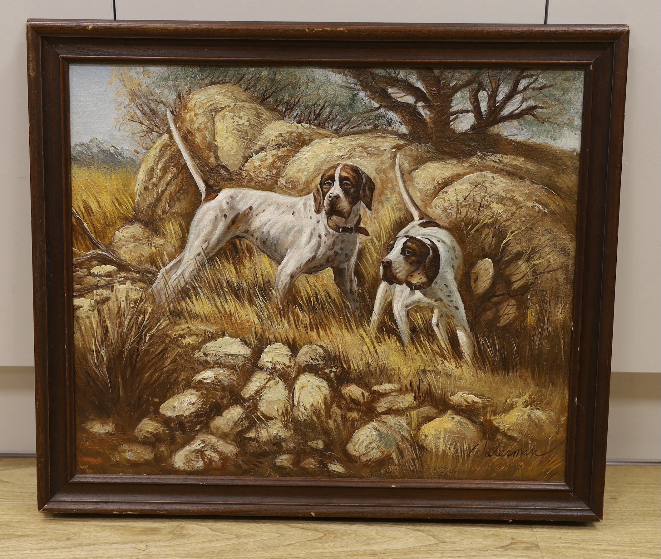 Waterman, oil on canvas, Study of two pointers, signed, 50 x 60cm